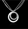 Hot sale Plated sterling silver necklace 18 inches Double sand O necklace DHSN056 ;Brand new 925 silver plate Pendant Necklaces jewelry