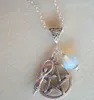 Hot Fashion Vintage Silver Pentagram Earth Goddess Moonstone Charms Pendants Necklace Pagan Witch Spiritual protection DIY Jewelry - 40