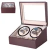 6 4 Automatic Watch Winder Box Pu Кожаная кожаная кожаная намотка наветренная коллекция хранения. Двойная головка Silent Motor197