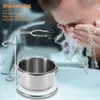 Uomo Rasatura tazza ciotola pennello Supporto Del Basamento In Acciaio Inox Barba Baffi viso pulizia ciotola di sapone tazza per Barber Salon Casa