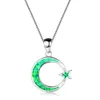 Schattige maan ster hanger ketting blauwe vuur opaal ketting 925 sterling zilveren bruiloft sieraden