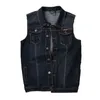 Hommes Denim gilet hommes sans manches Jean veste gilets col rabattu gilet pour hommes grands et grands grande taille M-7XL3468