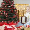 Julekorationer mjuka röda träd kjolar runt plysch tyg spets förkläde filt matta täcker hemfest dekorativa leveranser vackra1