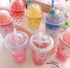 The latest 15.2OZ and 17OZ Drinkware summer crushed ice straw cups plastic cold storage with lids, food-grade materials, support for custom logo