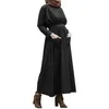 Ropa étnica Vestidos de talla grande 2021 Abaya Dubai Bangladesh Mujeres Musulmanas Verano Color Sólido Perlas Adornadas Vestido fluido Z3181