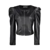 Botão elegante mulheres jaqueta preta Outono-Inverno Jacket Moda Brasão cor sólida Magro manteau femme Casual Streetwear D30 S20200106 Curto