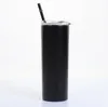 Isolerad Tumbler Rostfritt Stål Vattenflaska Termos Koppar Vakuum Öl Kaffe Kopp Lockor Straws Drinkware Straight 20oz Double Layer PY6222