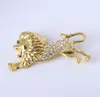 Lovely Gold Tone Animal Lion Brosch Klar kristall Rhinestone Corsage Lapel Pins Men Suit Shirt Tillbehör Mode Smycken