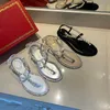 Été classique T-strap sandales Bow chaussures plates femmes sandales de créateur mode luxe designer tongs femmes sandale perles