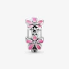 Новое прибытие 100% 925 Sterling Silver Pink Daisy Flower клип Charm Fit Оригинальные ювелирные изделия аксессуары европейский браслет моды