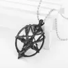 Grandes Chaînes Longues Colliers Pentagramme Pan Dieu Crâne Tête De Chèvre Pendentif Collier Chance Satanisme Occulte Métal Vintage Couleur Argent Étoile Nec338j