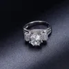 Echte solide 100 % 925 Sterling Silber Lotusblume Ringe für Frauen Luxus 4ct simulierter Diamant Platin Hochzeit Schmuck GRÖSSE 5-10