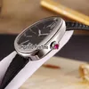 New Fashion 102782 Steel Case Black Dial Swiss Quartz Womens Watch Ladies Watches Lengthened Black Red White Green Brown Leather Strap 38a1