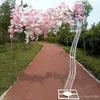 2,6m Höjd Vit Konstgjord Cherry Blossom Tree Road Lead Simulering Cherry Flower With Iron Arch Frame For Wedding Party Props