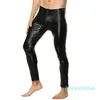 Pantalon en cuir verni pour hommes, fermeture éclair, pochette bombée, serré, brillant, Leggings, sous-vêtements, Clubwear, fête, justaucorps sexy, Costumes XM01265S