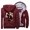 Men039s Hoodies Sweatshirts Tek Parça Ceketler Erkekler Luffy Japonya Anime Sweatshirt Kış Kalın Fermuarı Polar Korsan Kral CoA8240333