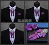 Fashion Mens Bow Tie Set Maschio Fashion Diamond At-End Bow Groomsmen Accessori Collare di nozze Cravatta Rosa Spilla tascabile Asciugamano