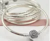 Högkvalitativ 100% 925 Sterling Silver Beauty Beast Bangle med Clear CZ Passar European Pandora Style Smycken Charms och pärlor