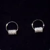 Partihandel-R glittrande populär trendig mode lyxig designer enkel diamant cirkel stud örhängen för kvinna flickor silver