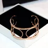 Molto bello! New fashion ins luxury designer geometric circles open wide bangle bracelet for woman girls 18cm rose gold