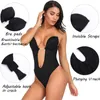 Talia trener body shaper brzuch kontrola shapewear kobiety głębokie v body niewidzialny pasek backless pulnge thong pchnięcie wyściełane biustonosz t200529