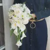 1 pc nupcial segurando flor artificial flores casamento noiva ramalhete gotas de água cachoeira