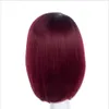Perucas sintéticas beleza ombre vermelho bob perucas para mulheres sintético curto loira preto marrom peruca reta borgonha cabelo calor ristant fibra