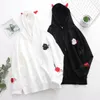 Harajuku Hoodies Girl Little Devil Horns Gothic Hooded Sweatshirts Women Autumn Loose Lolita Pullovers Tops Black White Y190830