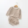 Bébé filles tenues nouveau-né pull en tricot haut + short à volants 2 pièces/ensemble 2019 printemps automne boutique enfants ensembles de vêtements B11