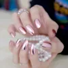 Künstliche Nägel mit ovalem Spiegel, heller Champagner, künstliche Nägel für Damen, cooler Stil, sexy Nageldekorationstipps N18 Y18101101