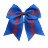 Softball Team Baseball Cheer Bows Kids Rugby Swallowtail Ponytail Hair Holders Bow Cheerleading Girl Hair Band Hair Accessories 8 Inch D6299