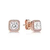 Zeitlos elegante Ohrringe Luxus-Designer für Pandora 925 Sterling Silber 18K vergoldet / Roségold plattiert CZ Diamant Damenohrringe