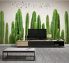 modern living room wallpapers Plant hand painted cactus TV sofa background wall painting