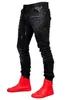 Fashion-Black Sports Jogger Jeans para Mens Roupas Elásticas Cintura Jean Calças Long Calças Pantalones