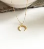Nytt guldhornhalsband Maxi Long Crescent Moon Necklace Double Horn Necklace For Women Charm smycken1829049