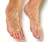 Fashion-Metal Chain Anklets för kvinnor Barefoot Sandaler Ankel Armband Guldben Kedja Ankel Bikini Beach Foot Jewerly Net Ankel