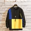 Jesień Mężczyzna Bluza Bluza Kontrast Kolor Patchwork Hip Hop Streetwear Mężczyzna Topy Koszula Miękkie Białe Szare Pulower Płaszcze