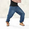 새로운 패션 헐렁한 청바지 남자 다크 블루 컬러 힙합 느슨한 스케이트 보드 남자 청바지 큰 크기 30-46 pantalones botton 바지 a9085