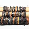 Großhandels100pcs / lot Leder-Armbänder Handgemachte echtes Leder Art und Weise Stulpe Armbandarmbänder für Männer Frauen Schmuck Mischungsfarben nagelneu