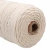 Hållbar 200 m vit bomullsladd naturlig beige ed cord rep hantverk macrame sträng diy handgjorda hem dekorativ leverans 3mm305h