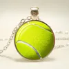 Neue Art und Weise Basketball Baseball Fußball Tennis Bild Glascabochon Anhänger Halskette für Sportler Geschenk