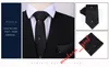 2021 Män Stripe Pocket Squares och Tie Set Handkerchief Hankies Suit Neck Tie Set Gentlemen BridesGroom Groomsman