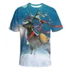 Camisetas de moda en 3D con estampado de gato Chismtas para hombre y mujer, camisetas de manga corta de Anime, camisetas con cuello redondo, camiseta de dibujos animados 131