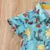 Летние детские наряды для маленьких мальчиков, футболка с динозавром «Джентльмен», топы, желтые шорты, модная детская пляжная одежда для мальчиков, 16Y1543918