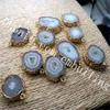 10PCS 15-25mm عشوائية الحجم الهوابط Druzy موصلات مطلية بالذهب مزدوجة الكفالات متعدد الألوان زهرة الشمس الشمسية Drusy الكوارتز حر بلاطة سحر