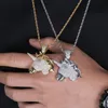 Nowy Przybył Hip Hop Full Cyrkon Unicorn Wisiorek Ornament Naszyjnik Wisiorek z łańcuchem linowym ze stali nierdzewnej