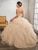 Wyśmienite ciężkie zroszony Sweetheart Burgundii Quinceanera Dresses Debiutante Suknie 2019 z Ruffles Prom Party Dresses Plus Size