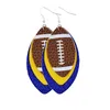 Boucles d'oreilles pendantes en simili cuir scintillant, boucles d'oreilles de football multicouches pour femmes, nouveauté légère, ornement d'oreille pour usage quotidien, fête