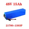 Liitokala 21700 Batteripack 48V 15AH 13S3P hög effekt 500W elektrisk cykelbatteri 48V15AH litiumbatteri med 50A BMS