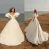 Modestos vestidos De novia De satén 2020, cuello en V, manga corta, vestido De novia De corte A, vestido De novia bohemio estilo campestre, batas De Mari￩e